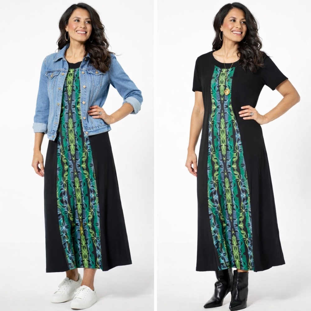 Antthony A-Line Pattern Maxi Dress 04-0148